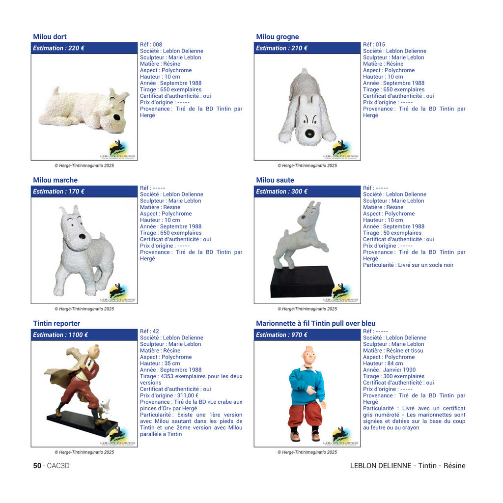 Hergé & Co. Figurines Valuation Book – 4th Edition | Tintin Guide & Merchandise